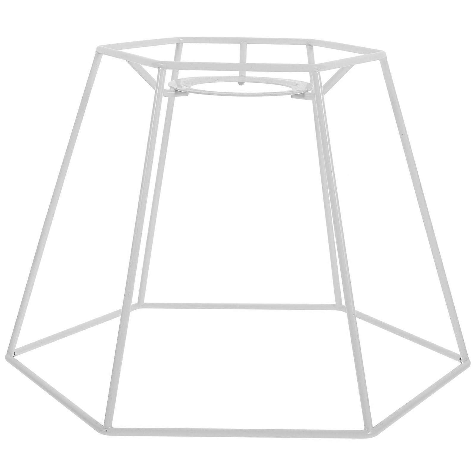 Vintage Hexagonal Metal Wire Lampshade Frame with Handwoven Cotton Tassel for Pendant or Table Lighting