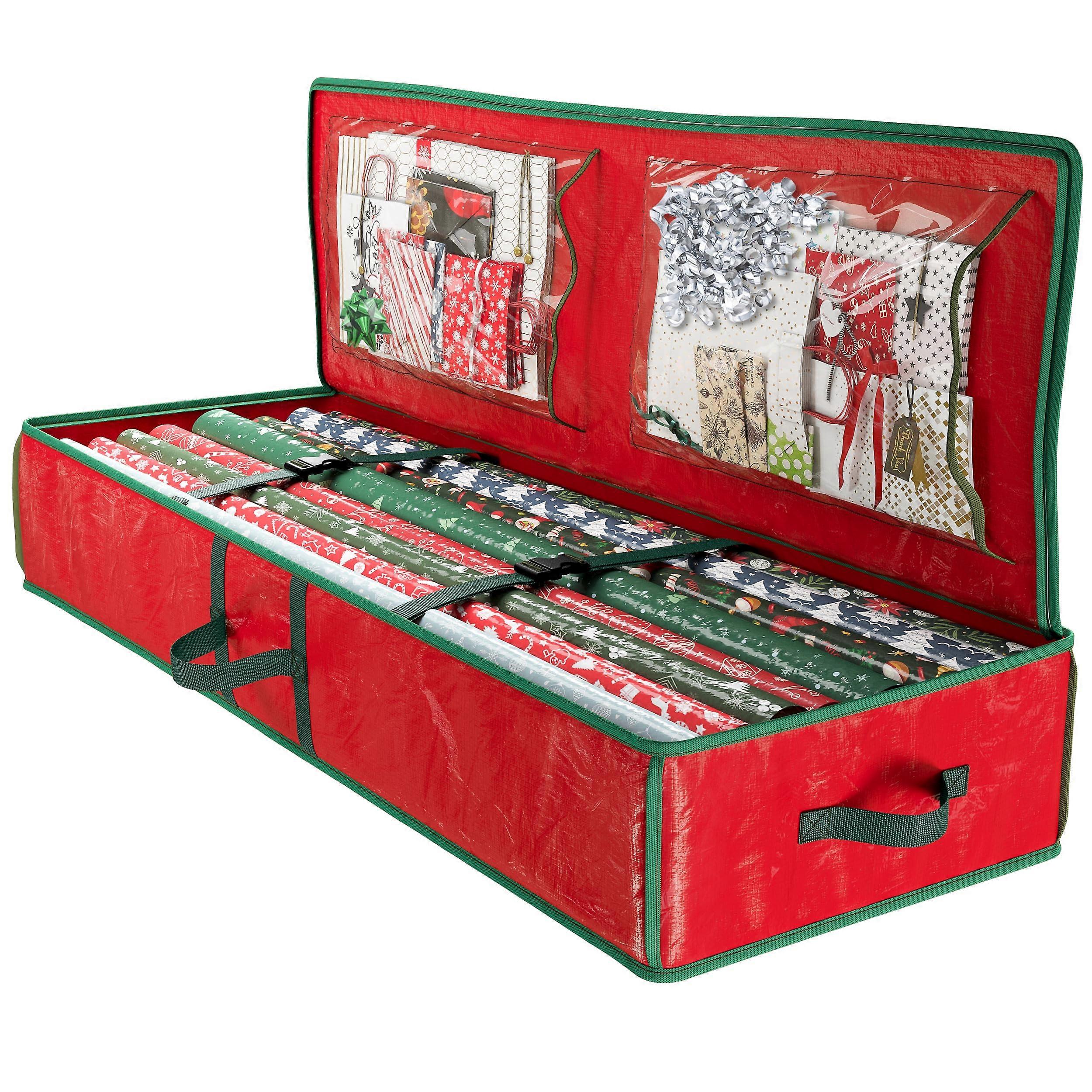 Wrapping Paper Storage Organizer with Large Capacity, Waterproof, MultiPocket Christmas Bag