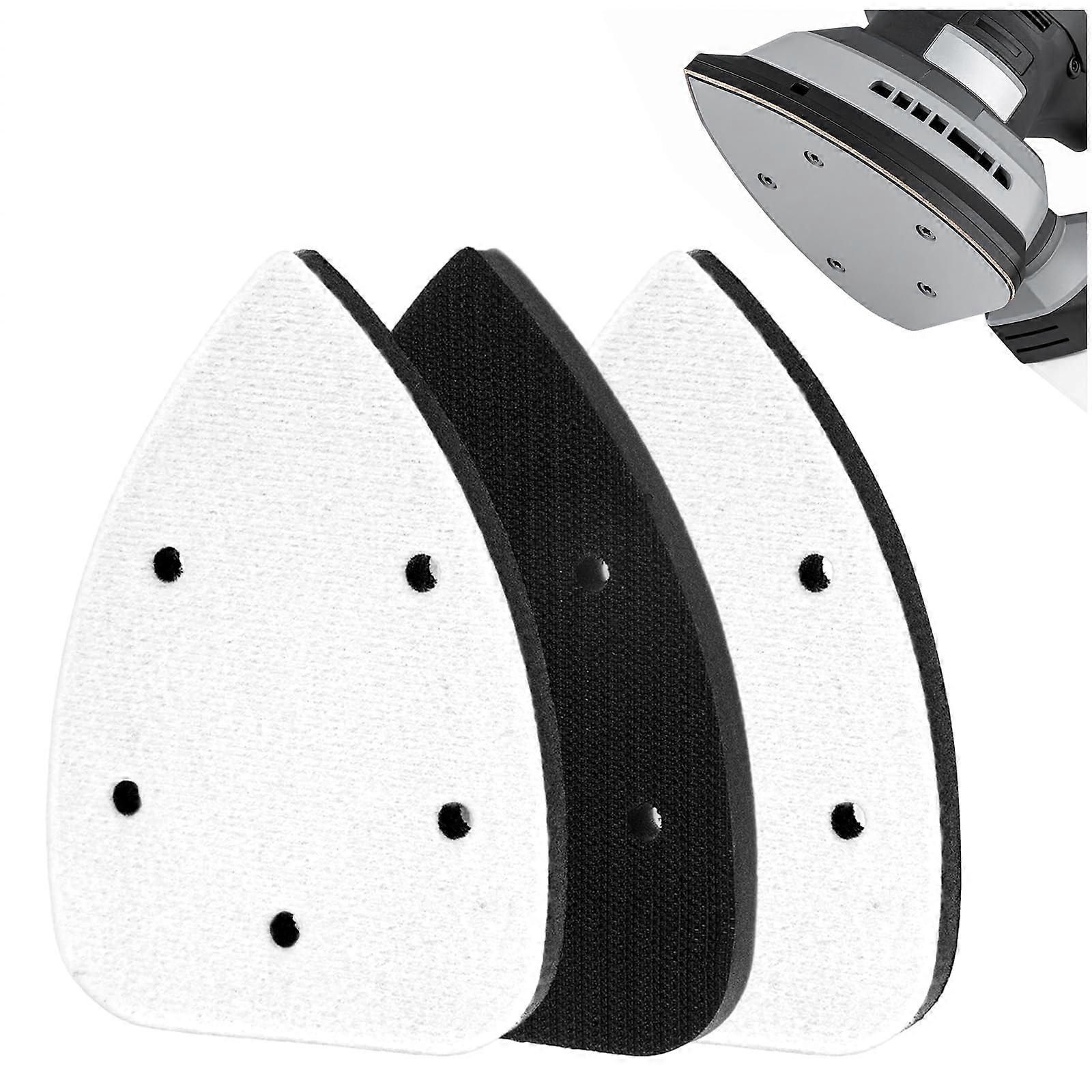 3Pcs Foam Sanding Pads for Mouse Sander, Triangle Pads with Dust Extraction Holes, Hook and Loop