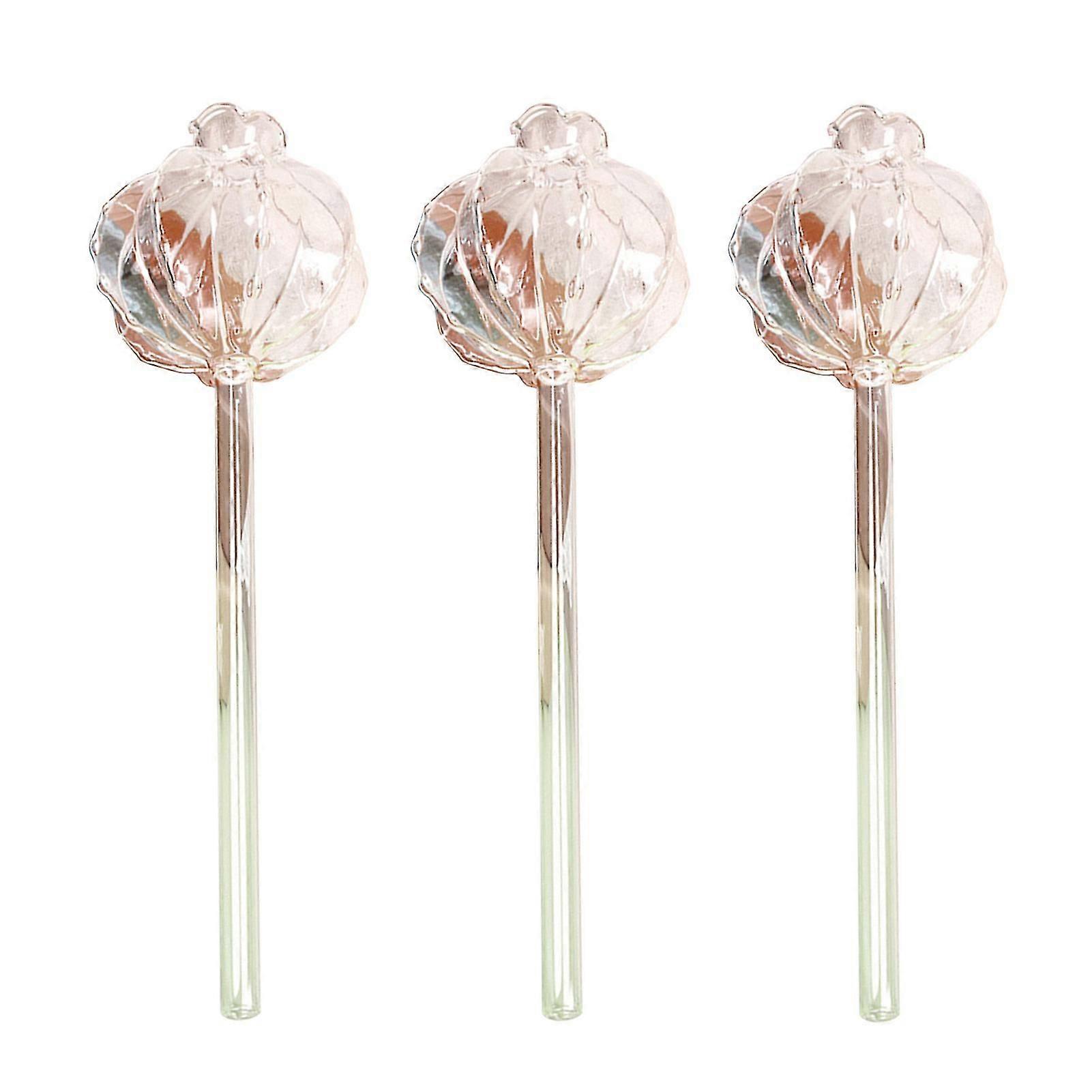 3 Pcs Flower Watering Drippers Cactus Ball Shape Transparent Slanting Design Self Watering Decorative Automated Drip Irrigation Lightweight Home Green