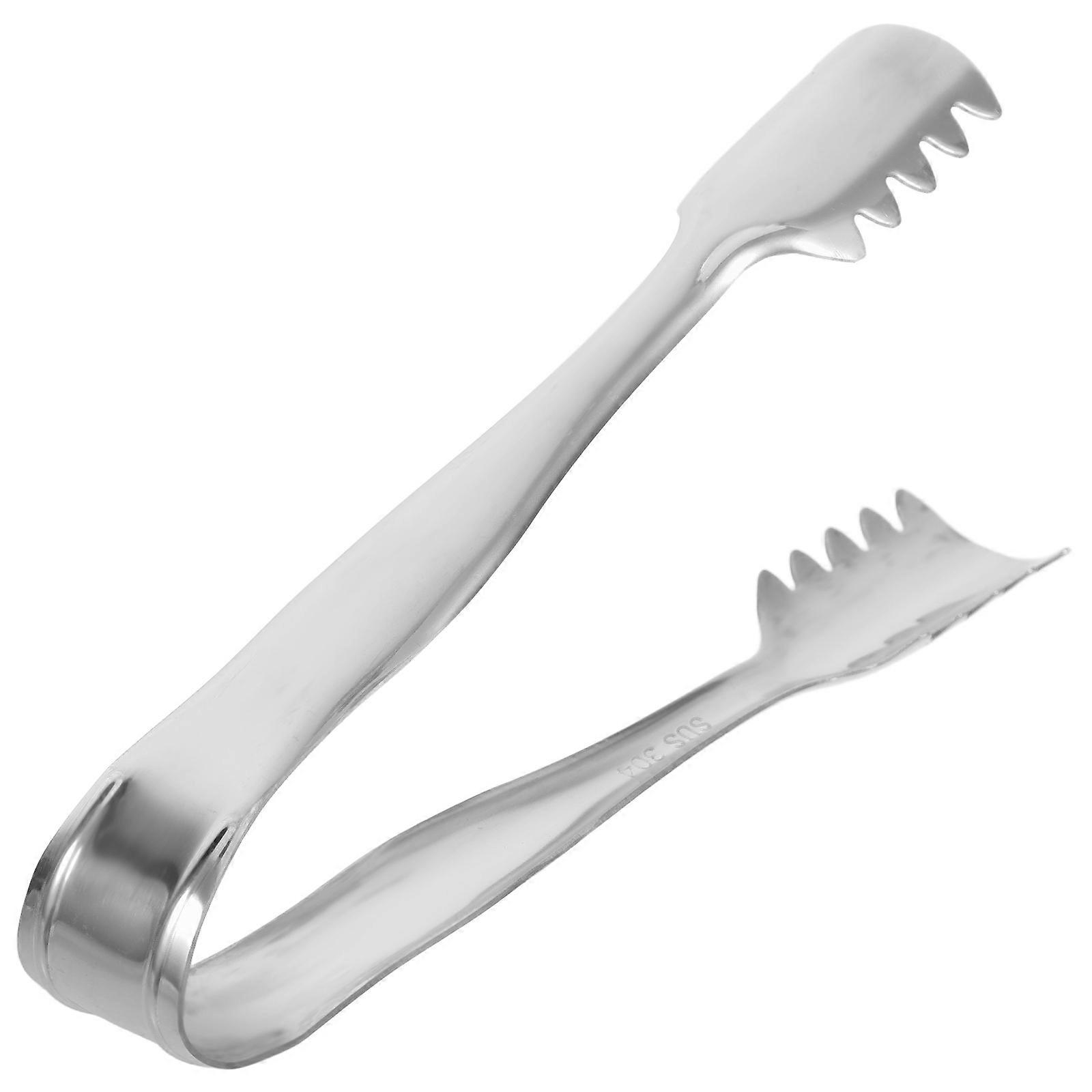 Silver Stainless Steel Ice Cube Tong for Serving Kitchen Tool