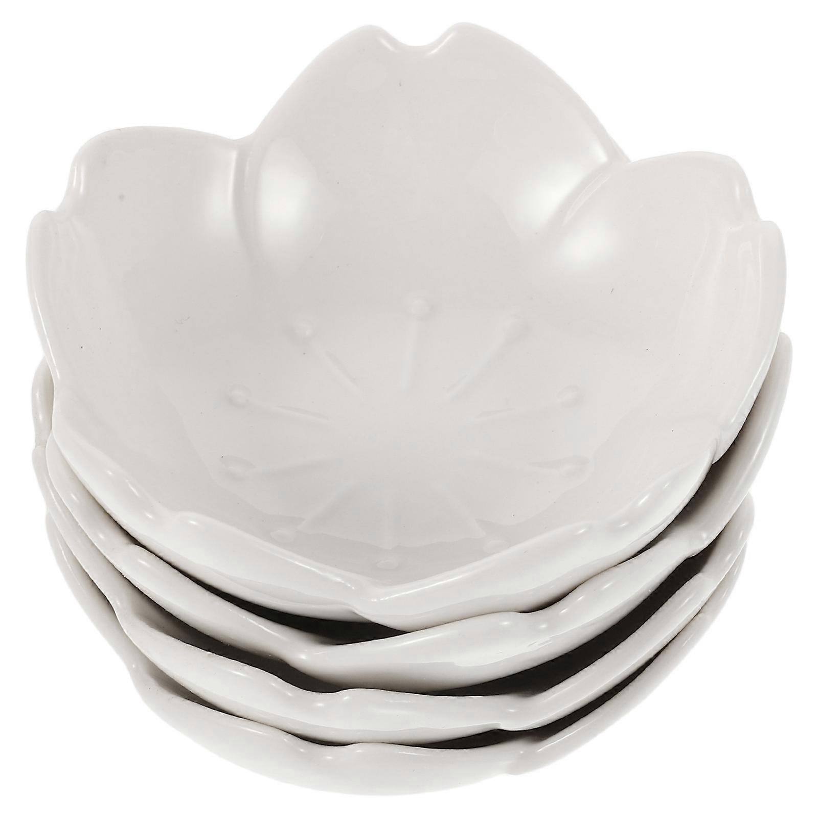 Ceramic Condiment Dish with Elegant Petal Shape for Serving 4Pcs