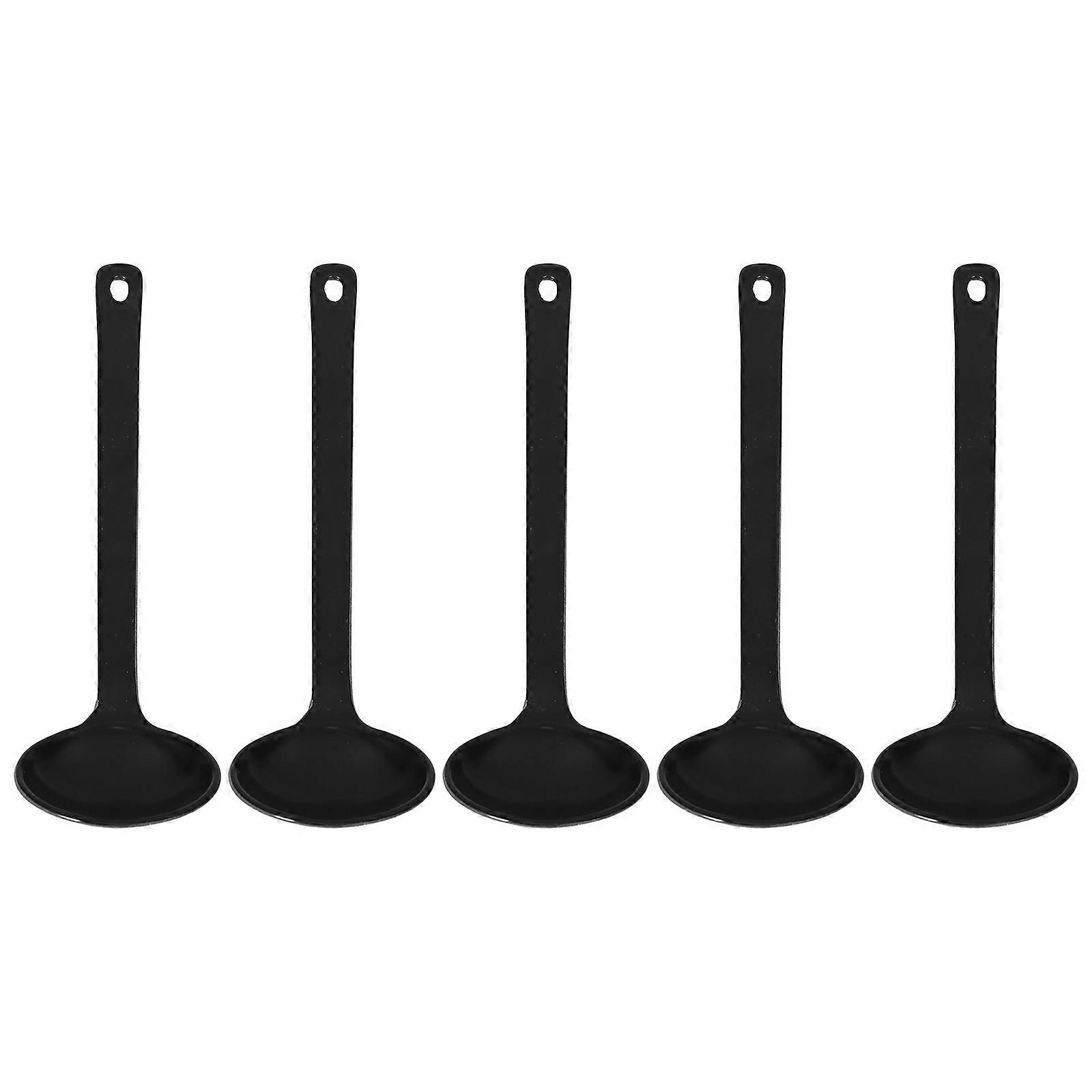 Black Soup Spoons Turtle Shell Spoon for Restaurant 5Pcs