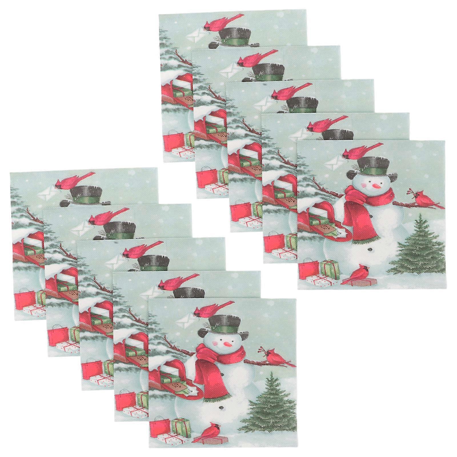 Snowman Pattern Napkins for Christmas Party Paper 100Pcs Set