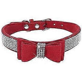 2026 Bling Dog Collar, Crown Rhinestone Stylish Design, Zinc Alloy Fasteners, Adjustable Leather Cat Collar, Velvet Leather Crystal Dog