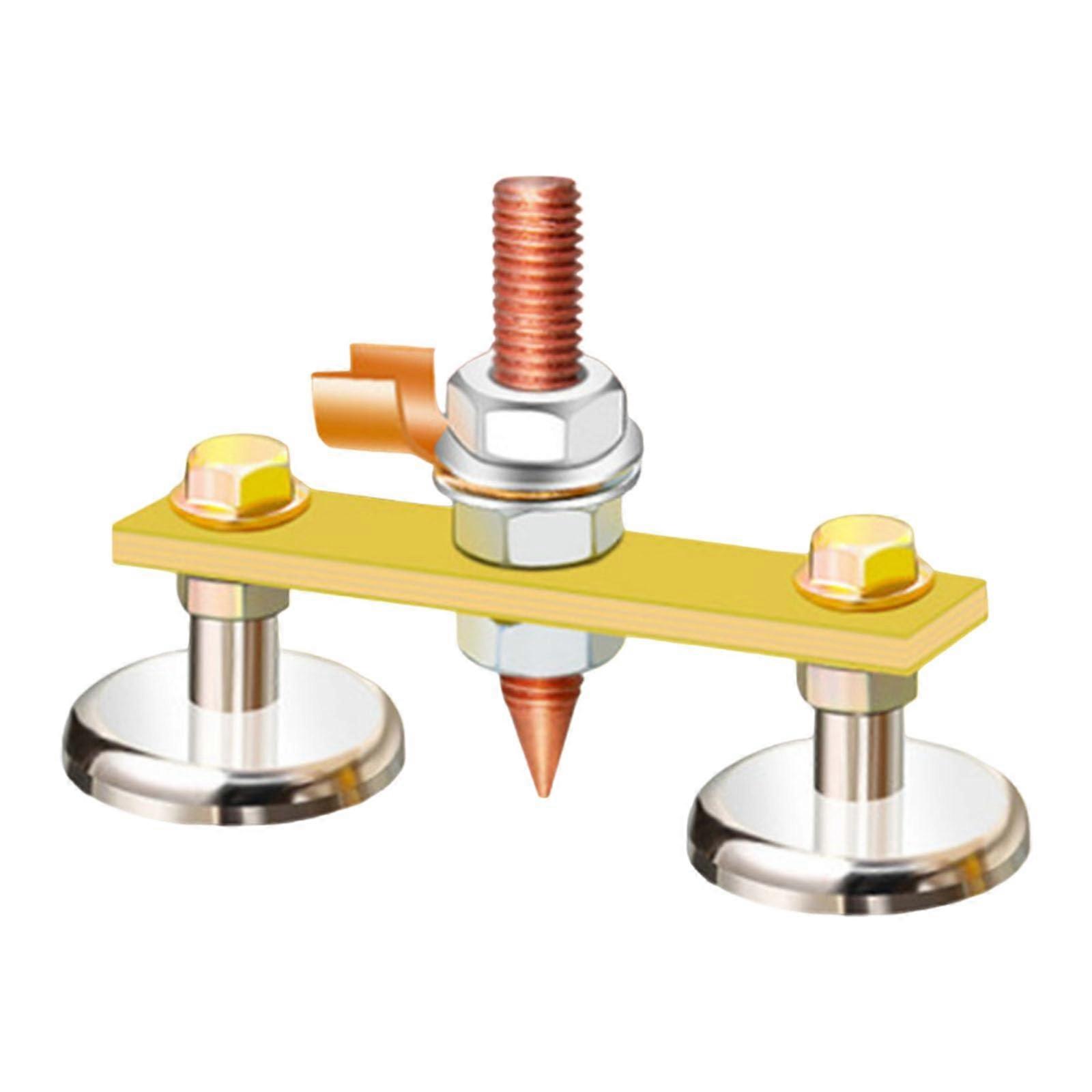 Heavy Duty Double Head Magnetic Welding Ground Clamp  Temp Resistant Professional Tool