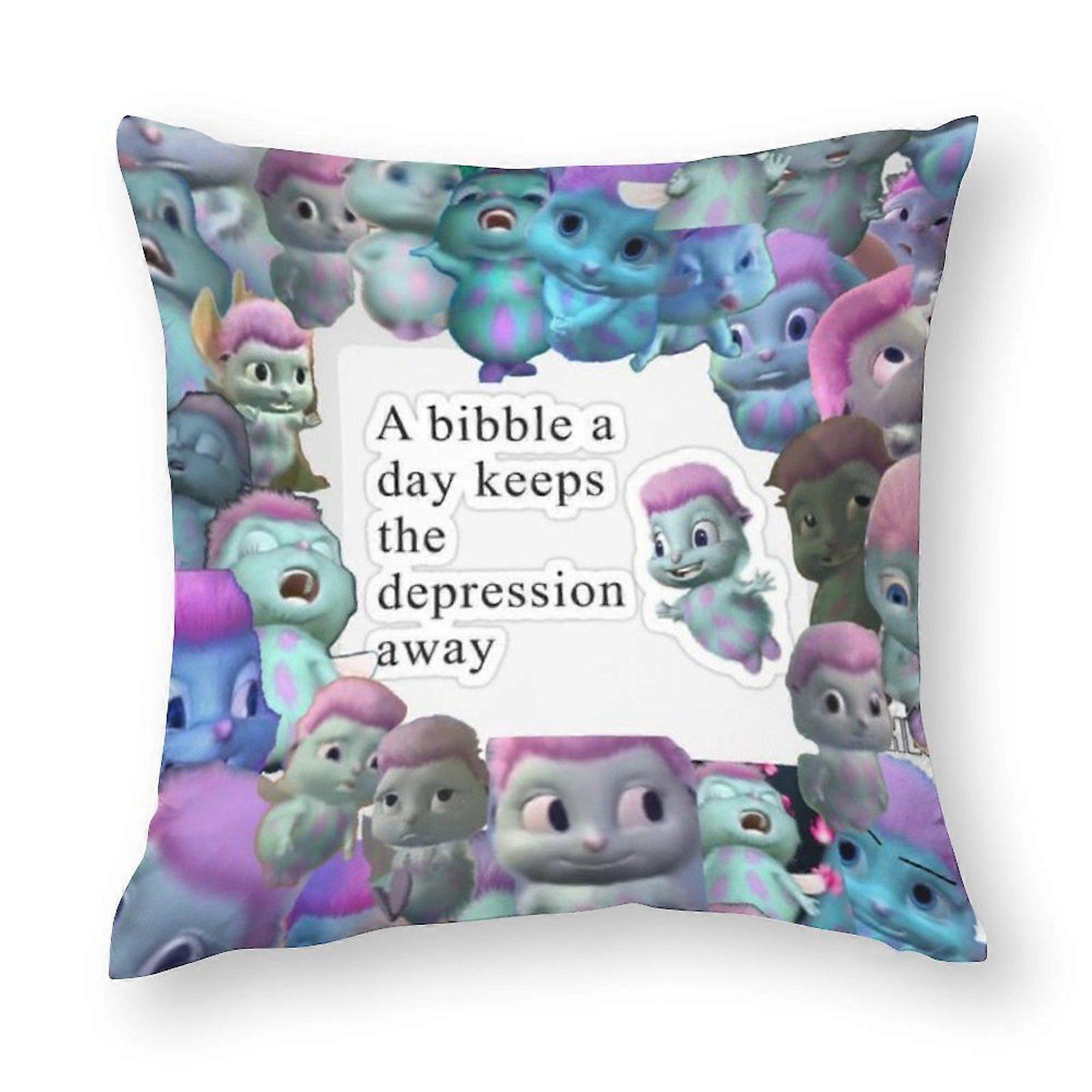 Bibble Throw Pillow Covers Chenille Typography Breathable Designer Square for Balcony