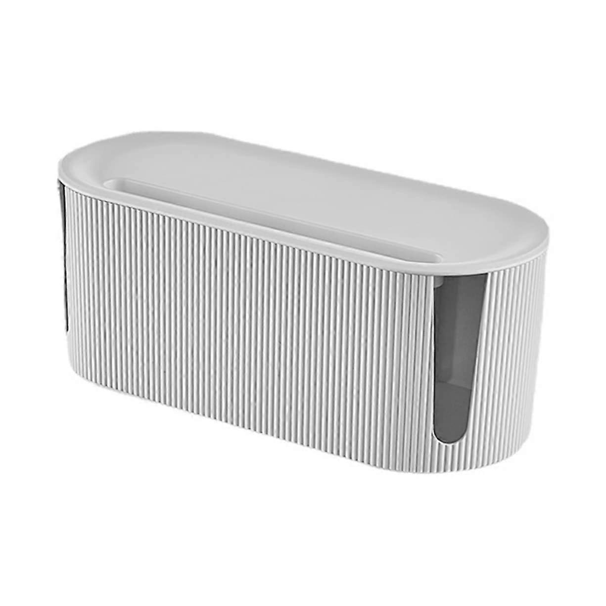 White Cable Management Box with Power Input USB Organizer for Home and Office