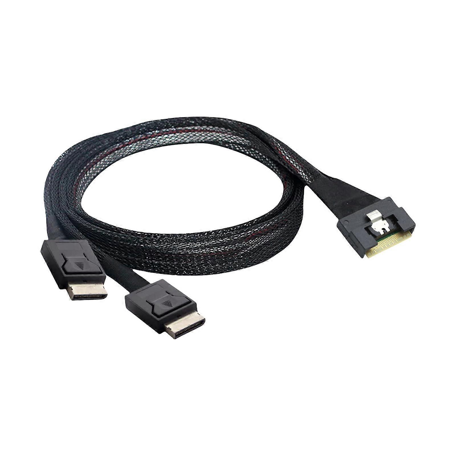 SFF 8654 PCIe 8i to 2x SFF 8611 4i Braided Cable, Speed Data Transfer, Durable for Server