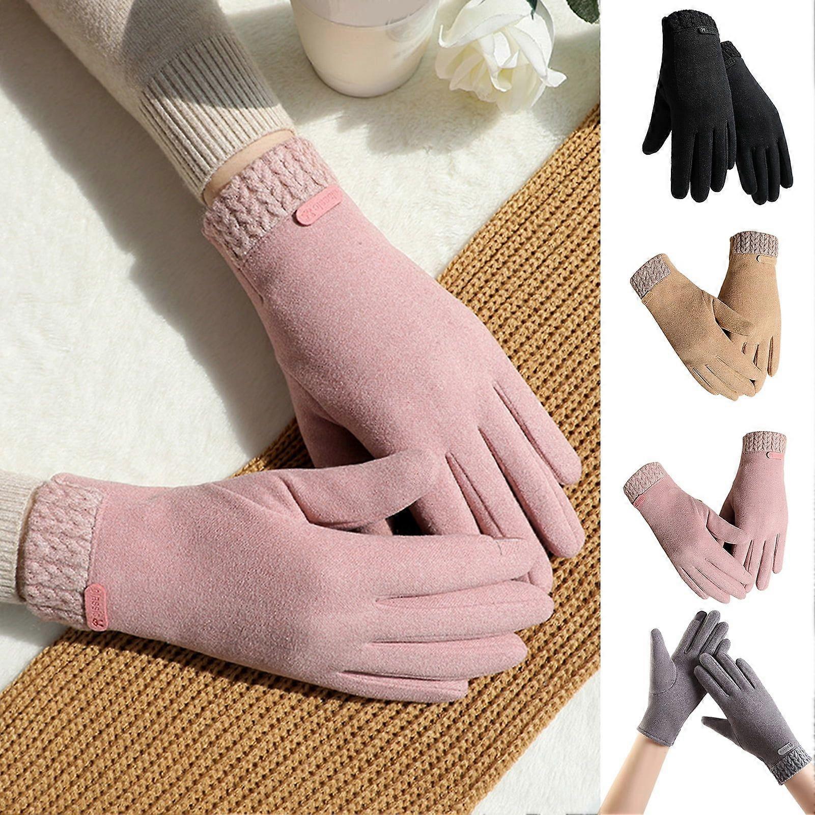 1 Pair Women Winter Gloves Touch Screen Windproof Full Finger Cold Resistant