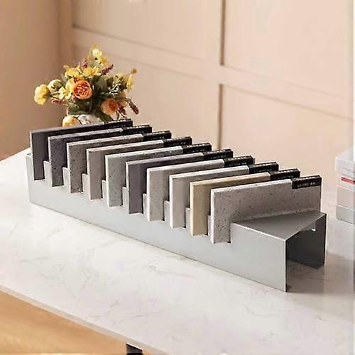 Desktop Tile Display Rack Silver Marble Sample Stand with 10 Slots for Showroom and Trade Show