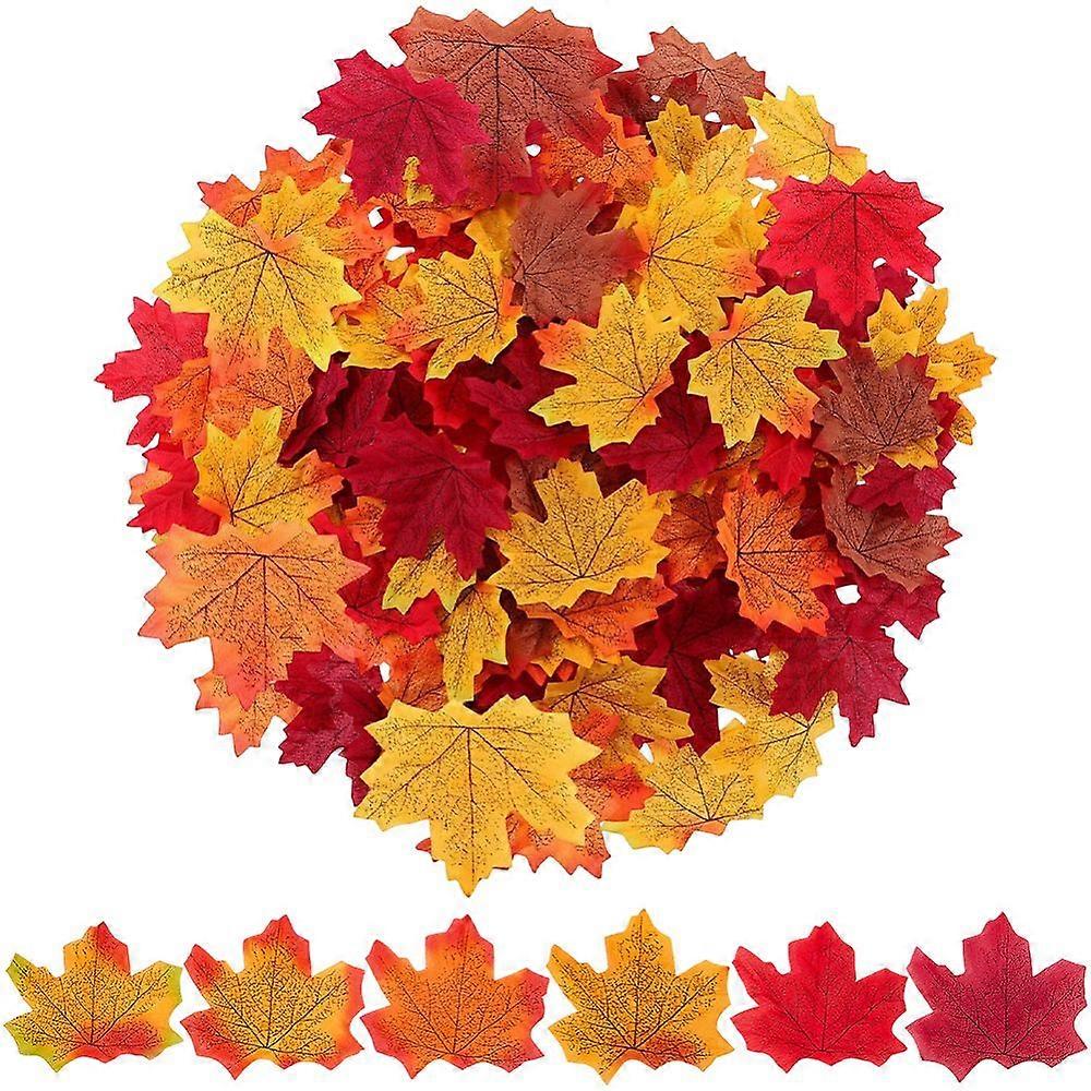 300pcs Cloth Artificial Maple Leaf for Festive Decorations Mixed color 70x85x0.2mm