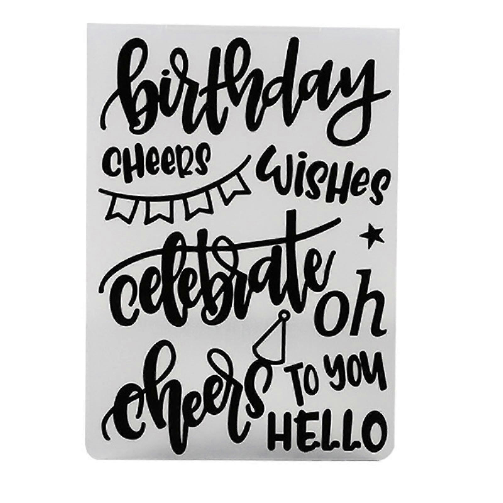 Birthday Phrase Embossing Folder Plastic Stencil for Scrapbooking and DIY Handmade Card Making