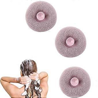 Badeschwamm mit Saugnapf, sanfter Peeling-Körperschwamm für die Dusche, Massage-Badeball, lila