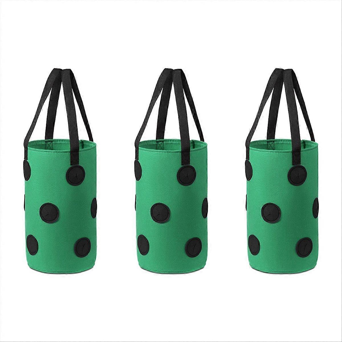 3Pcs Multi-Function 12 Holes Felt Hanging Tomato Grow Bag,A