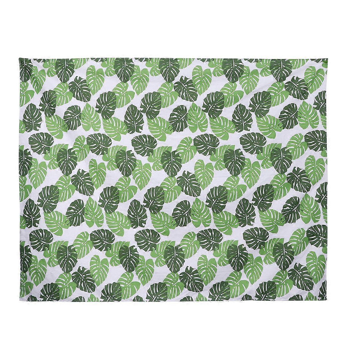 Cotton Linen Tablecloth Rectangular Green Plants Pattern Protect from Stains 1Set