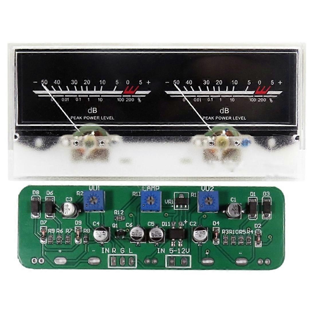 Double Pointer VU Meter Stereo Audio Amplifier Board,DB Sound Level Indicator Meter Adjustable Backlight with Driver