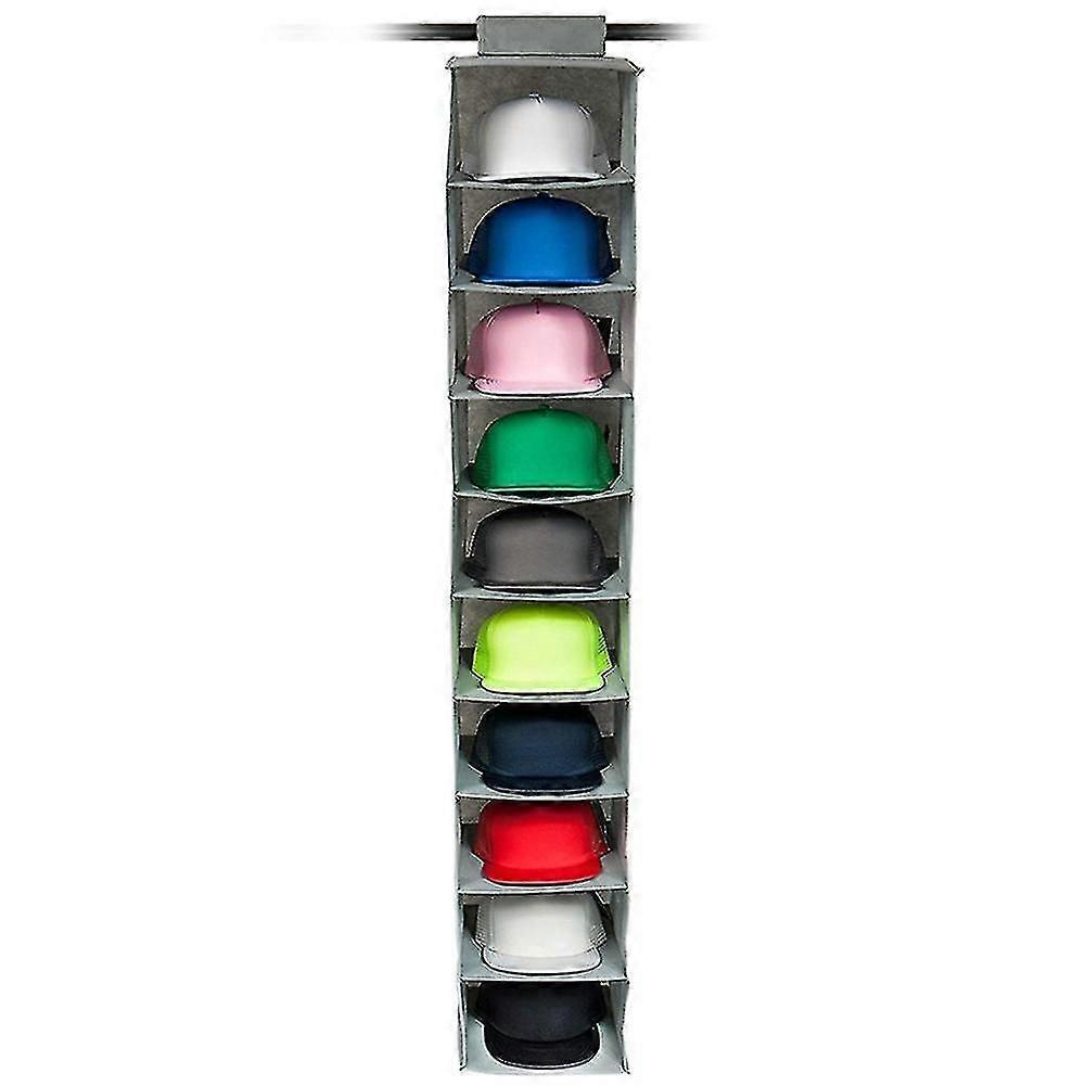 10 Shelf Hanging Closet Hat Organizer for Cap Storage