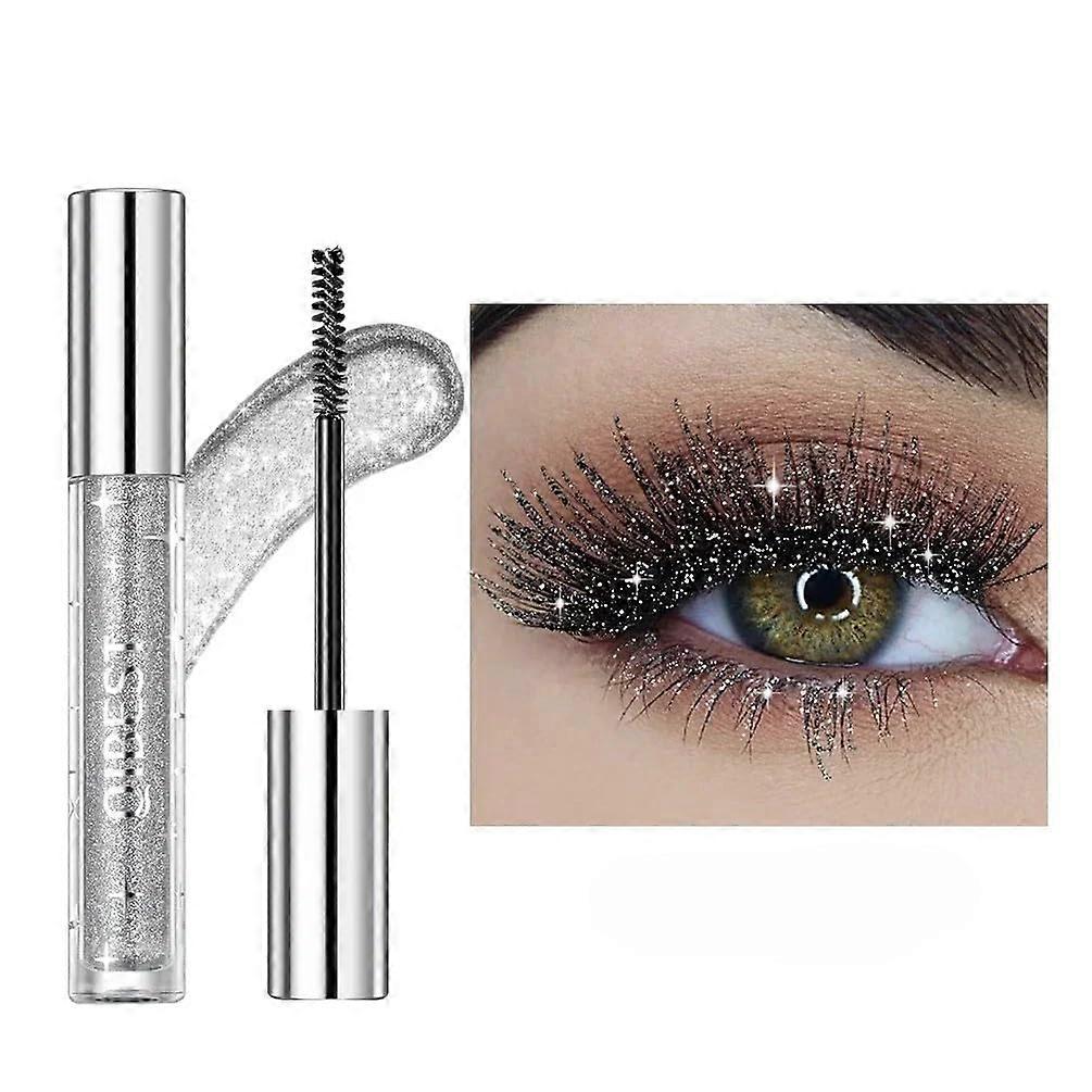 Silver Glitter Mascara Waterproof Diamond Effect LongLasting Curl and Quick Dry Lash Makeup