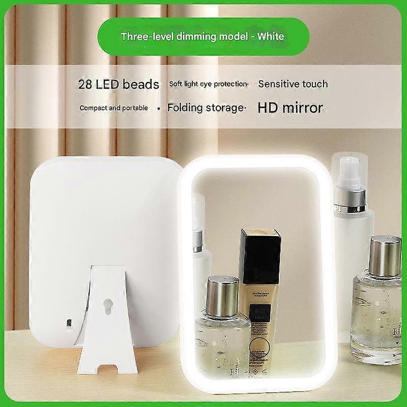 Makeup Mirror with Light, 3 - way Dimmable, Square, Student Dorm Makeup