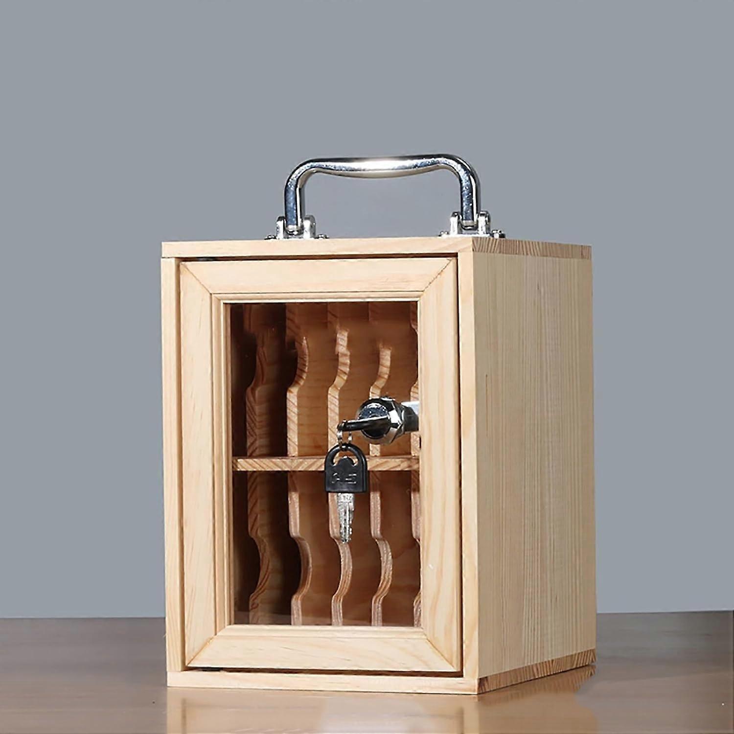 Cell Phone Storage Locker with Secure Keyed Lock, Wall Mounted Solid Wood Cabinet for Classroom