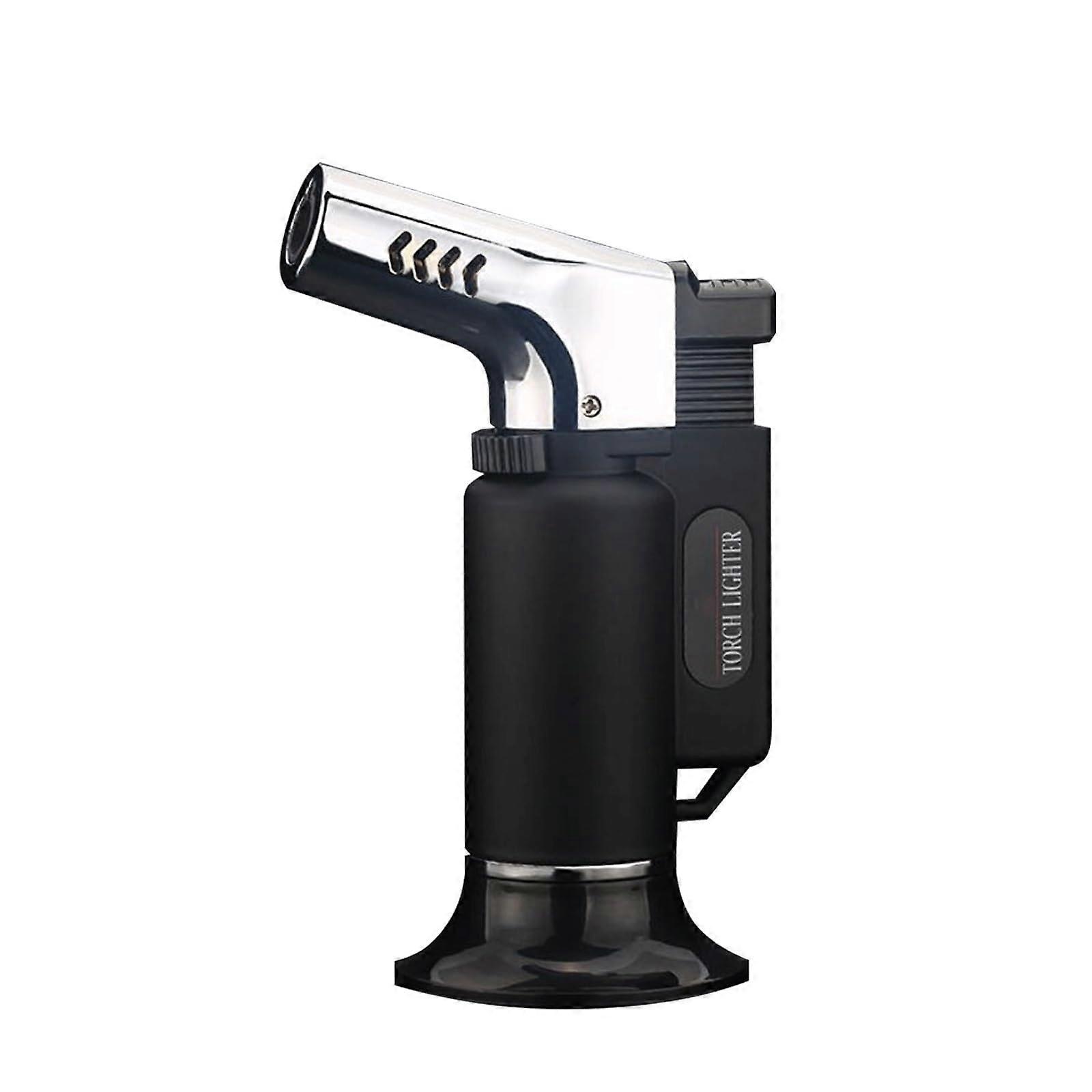 Torch Lighter Windproof Triple Flame Refillable Butane Lighter with Adjustable Flame Black for Camping