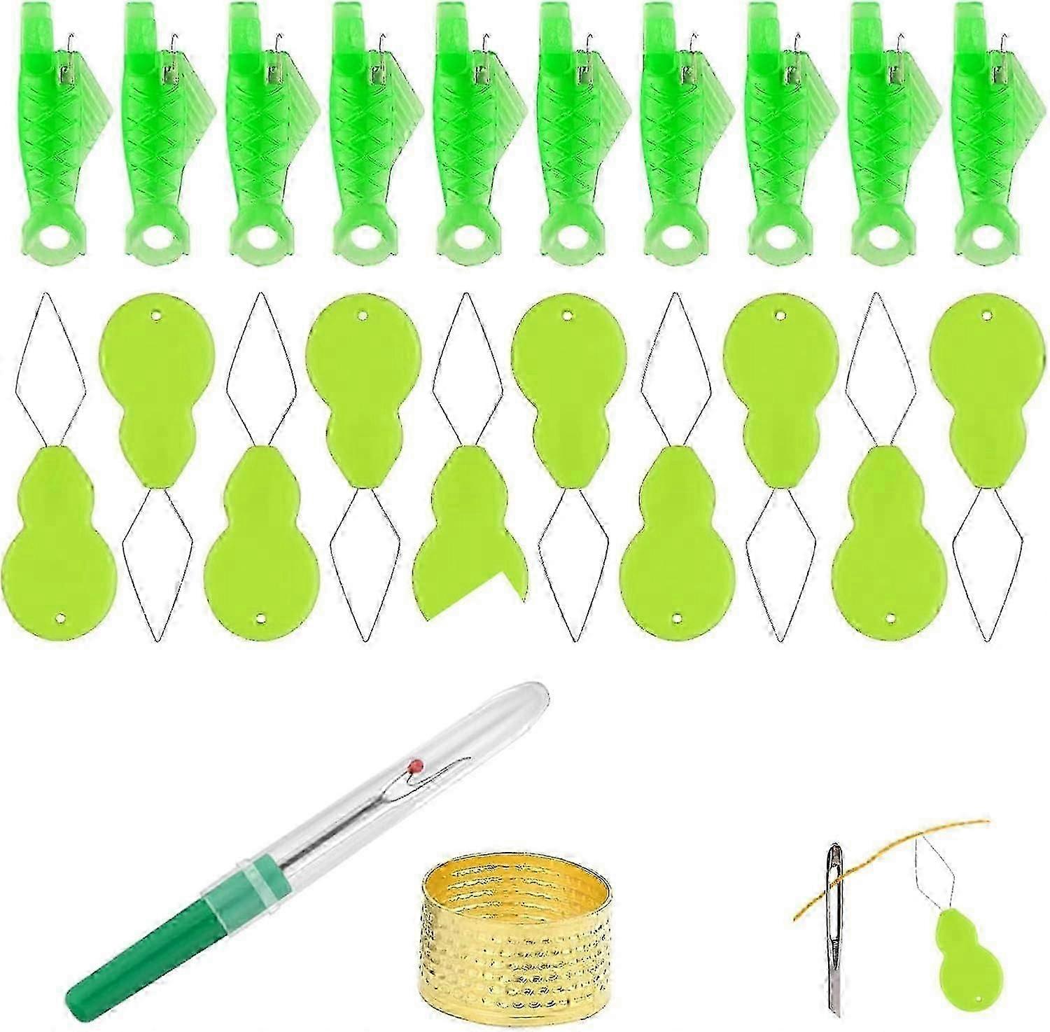 22-piece needle threader set, threading aid for sewing needles, threader