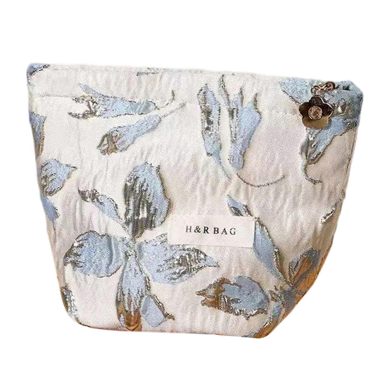 Multipurpose Cosmetic Bag Flower Pattern Canvas Toiletry Bag Large Capacity Makeup Case Efficient Storage Solution  S
