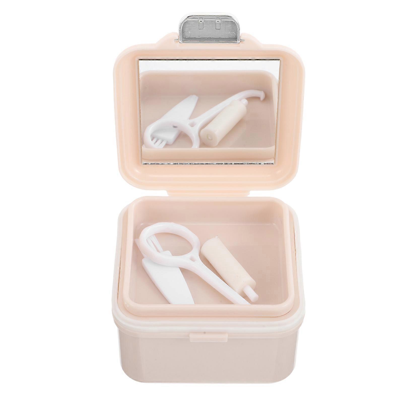 Denture Storage Box for Storage with Mirror Small Retainer Case