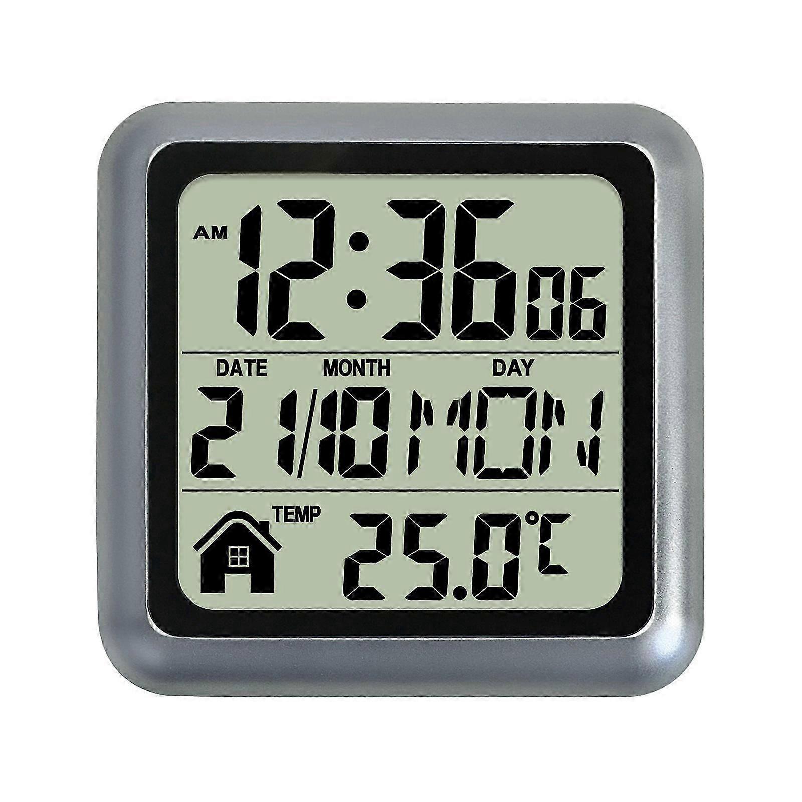 Waterproof Digital Clock With Multiple Language Week Display with Temperature Time Date Suction Cup Wall Mount