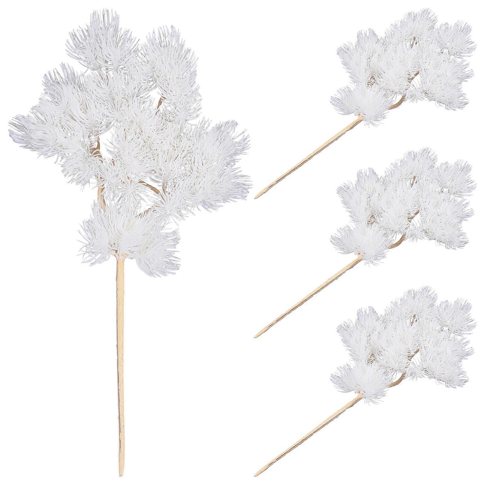 Simulation Pine Leaves for Decoration 4Pcs White Artificial Branches