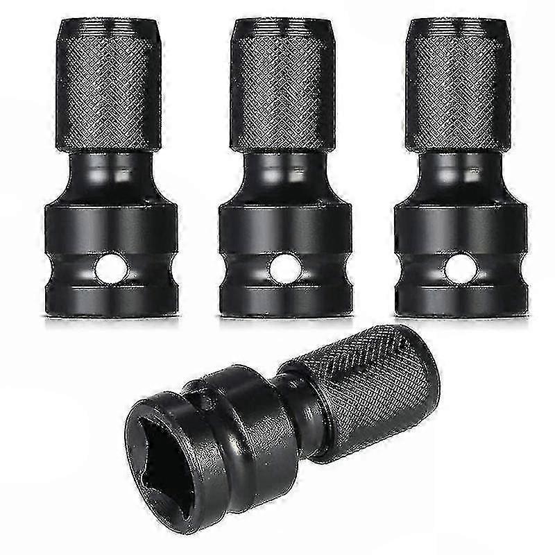 4-Piece 1/2" Square to 1/4" Hex Socket Adapter Set with Quick Release Chuck for Impact Tools
