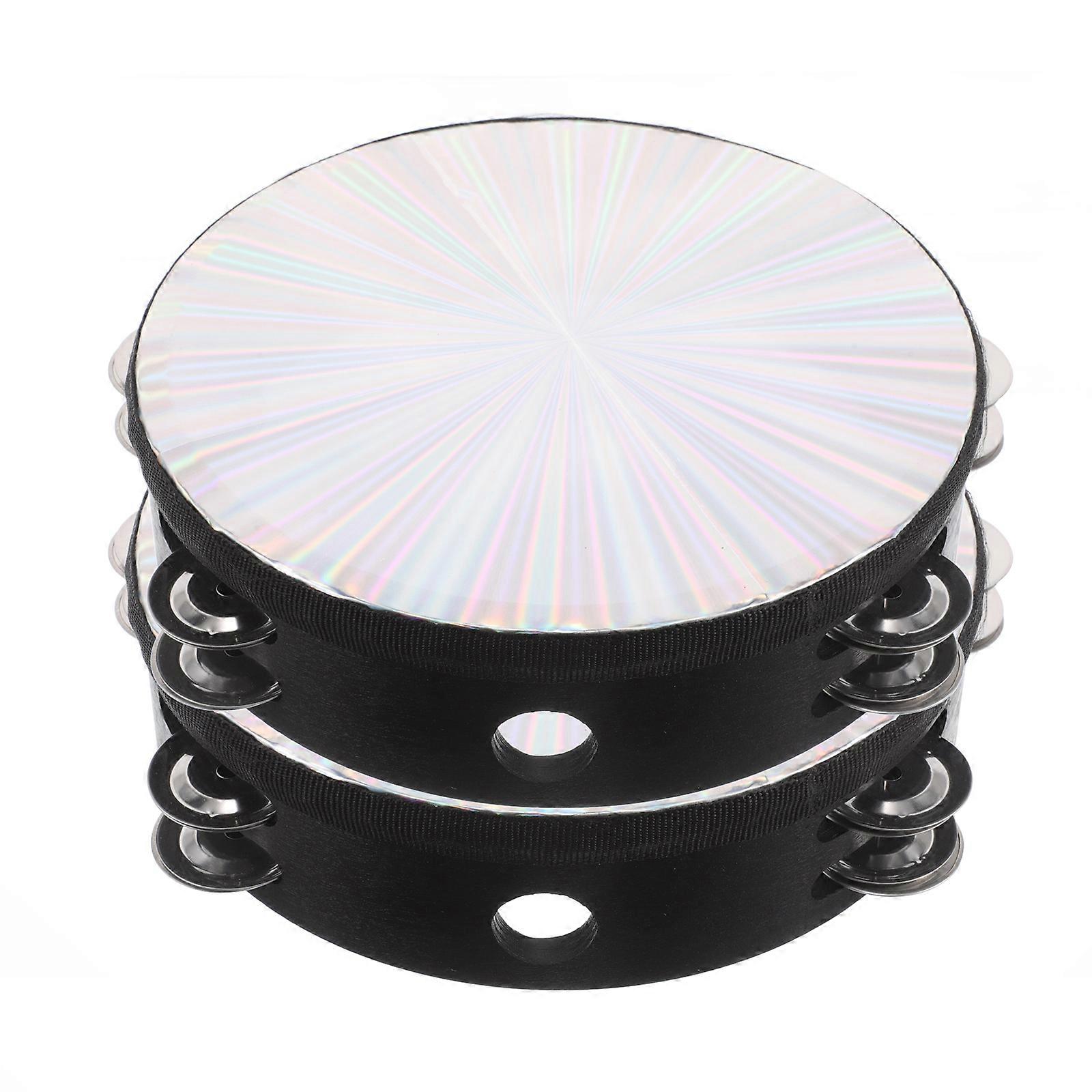 Handheld Drum Tambourine for Dance and Performance 2Pcs Set