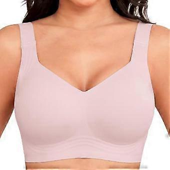 Women Invisible Push Up Bra Wireless Comfort Full Cup Padded Lift Support Brassiere Adjustable Straps Everyday Underwear pinka