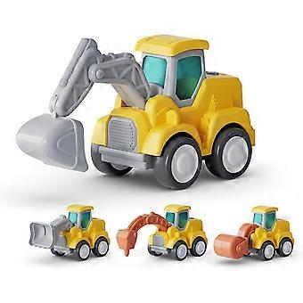 4pcs Excavator Toy Cars for Toddlers - Pull Back Cars, Push and Drive Truck Toys for 18 Months to 2 3 4 5 Years [MI]
