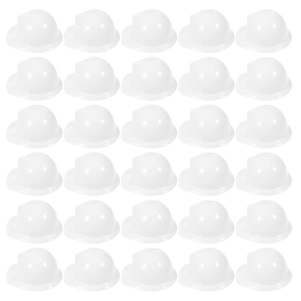 Construction Hat Mini White Plastic Safety for Decor 40Pcs Pack