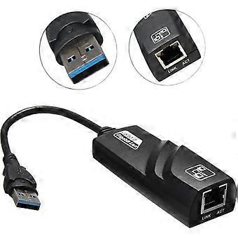 USB 3.0 Ethernet Adapter - CPRORPO - Gigabit RJ45 - 10/100/1000Mbps - 3 USB 3.0 Ports - Schwarz