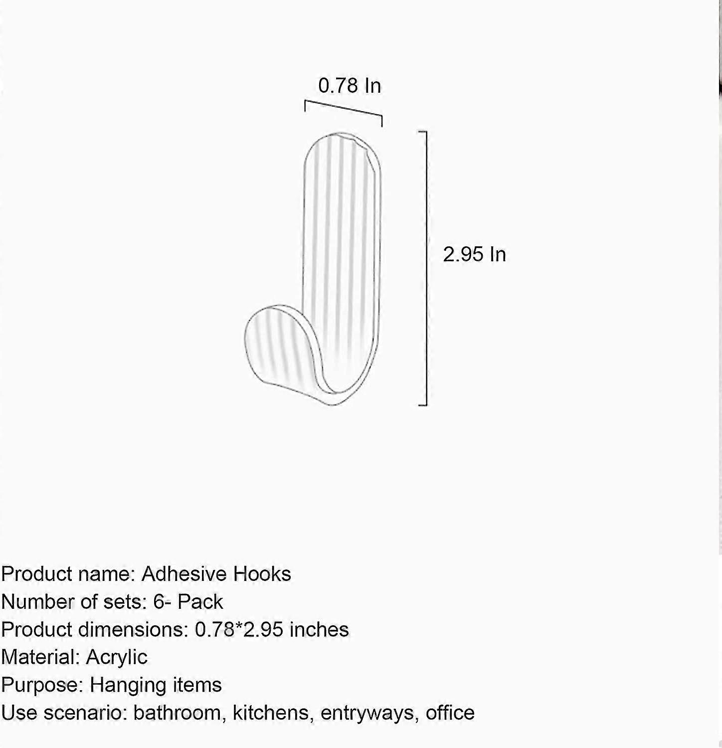 6 Pack Shower Door Hooks Clear Acrylic