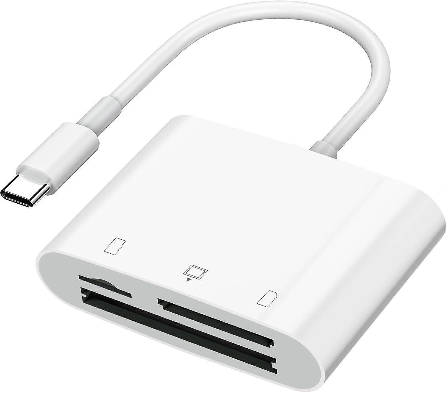 USB C Memory Card Reader, 3 Slots for SD, Micro SD, CF, Plug & Play Card Reader Compatible with Laptops