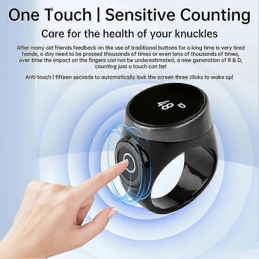 S9 Ring Type Touch Button Counter Digital OLED Screen Display Rechargeable Mini Clicker Finger Counter