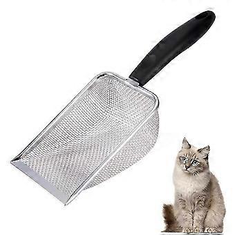 Metal Cat Litter Scoop, Long Handle Deep Shovel, Solid Fecal Screening, Durable Rust-proof Waterproof, Heavy Metal for Cat Litter Box