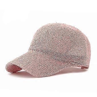 Atmungsaktive Damen-Baseballkappe aus Mesh mit UV-Schutz, verstellbare pinke Trucker-Kappe für sommerliche Outdoor-Sportarten