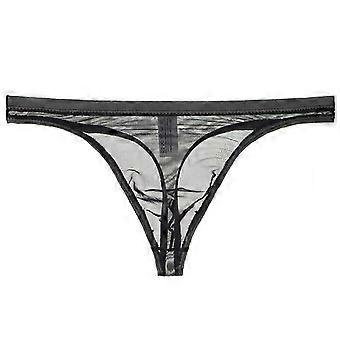 Men's G-String Underwear Low Waist Transparent Mesh Slim Fit Anti-Bacterial Breathable Nylon Underpants for Daily Home Wear Sleep
