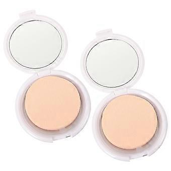 Powder Puff Box Round Cosmetic Cream Case for Storage 2Pcs White