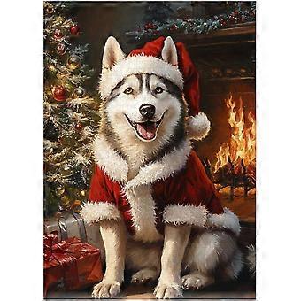 Santa Claus Siberian Husky Jigsaw Puzzle - Cozy Xmas for Pet-Loving Family in Christmas SQZ276