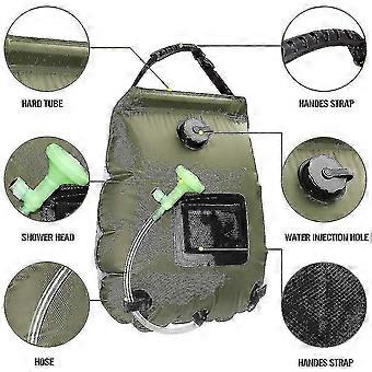 Sac de douche solaire portable pour bouteille chaude, idéal pour le camping et la douche (vert militaire) 6417242327064