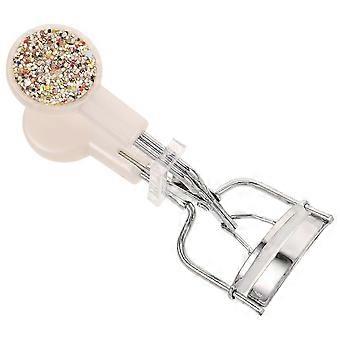 Stainless Steel Eyelash Curler, Instant Curling, Wide Mouth Design, Rhinestone Embellishments, For Women, 9.5x9x3cm, 1 Piece