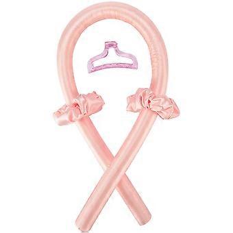 Cerchietto arricciacapelli senza calore per capelli lunghi, fascia per capelli, senza calore, per la notte, con nastro di seta, rosa