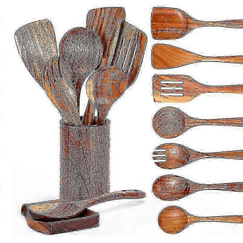 Solid Teak 9-Piece Kitchen Utensil Set