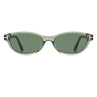 Tom Ford FT1310 CHLOE-02 93N Full Rim Transparent Light Hunter Green Women Oval Sunglasses UV3 Original